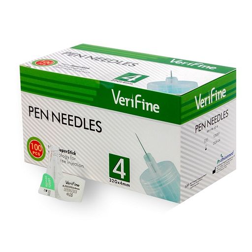 Verifine Иглы для инсулиновых шприц-ручек, 32G(0.23x4)мм, 100 шт.