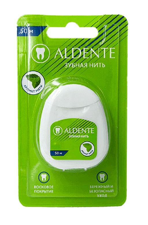 Aldente Зубная нить Мята, 50 м, нить зубная, 1 шт.
