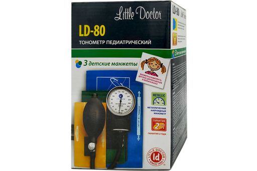Тонометр механический Little Doctor LD-80 педиатрический, манжеты: 7-12см, 11-19см, 18-26см, 3 детские манжеты, 1 шт.