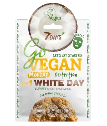 7 Days Go Vegan Тканевая маска для лица Monday White Day, 25 г, 1 шт.